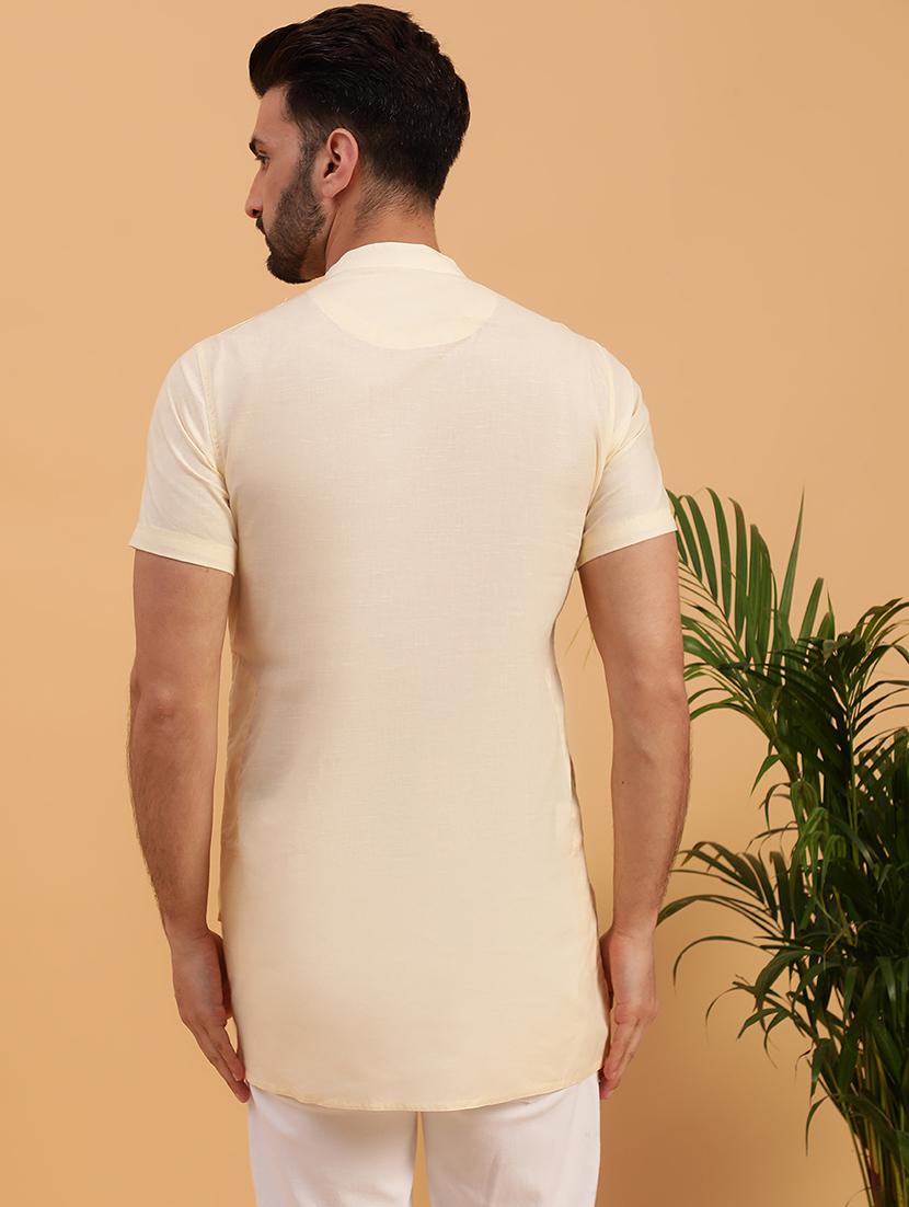 mandarin collar cotton short kurta - 19608207 - Standard Image - 2