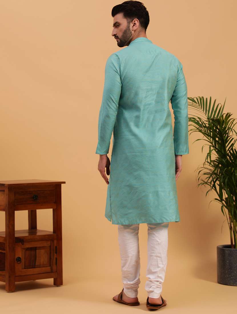 men self design mandarin neck long kurta - 19608228 - Standard Image - 2