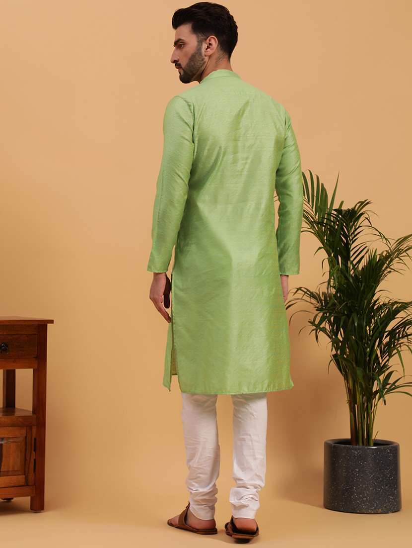 mandarin collar cotton kurta - 19608230 -  Standard Image - 2