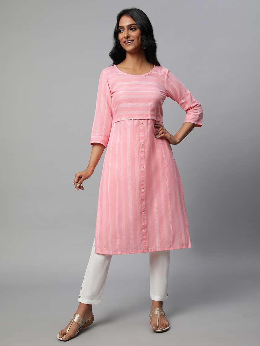 round neck kurta pant set