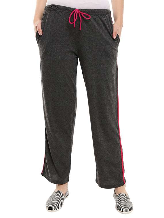 grey mid rise solid track pant