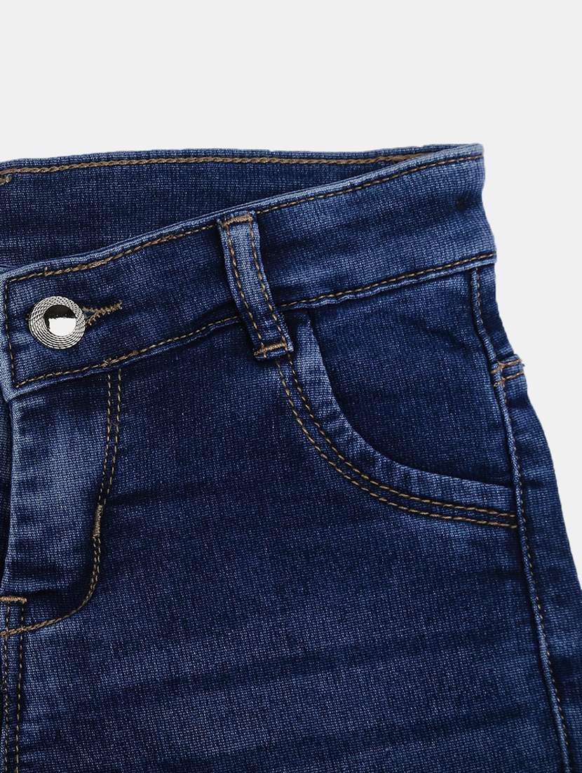 blue denim solid shorts  - 19616106 -  Standard Image - 2