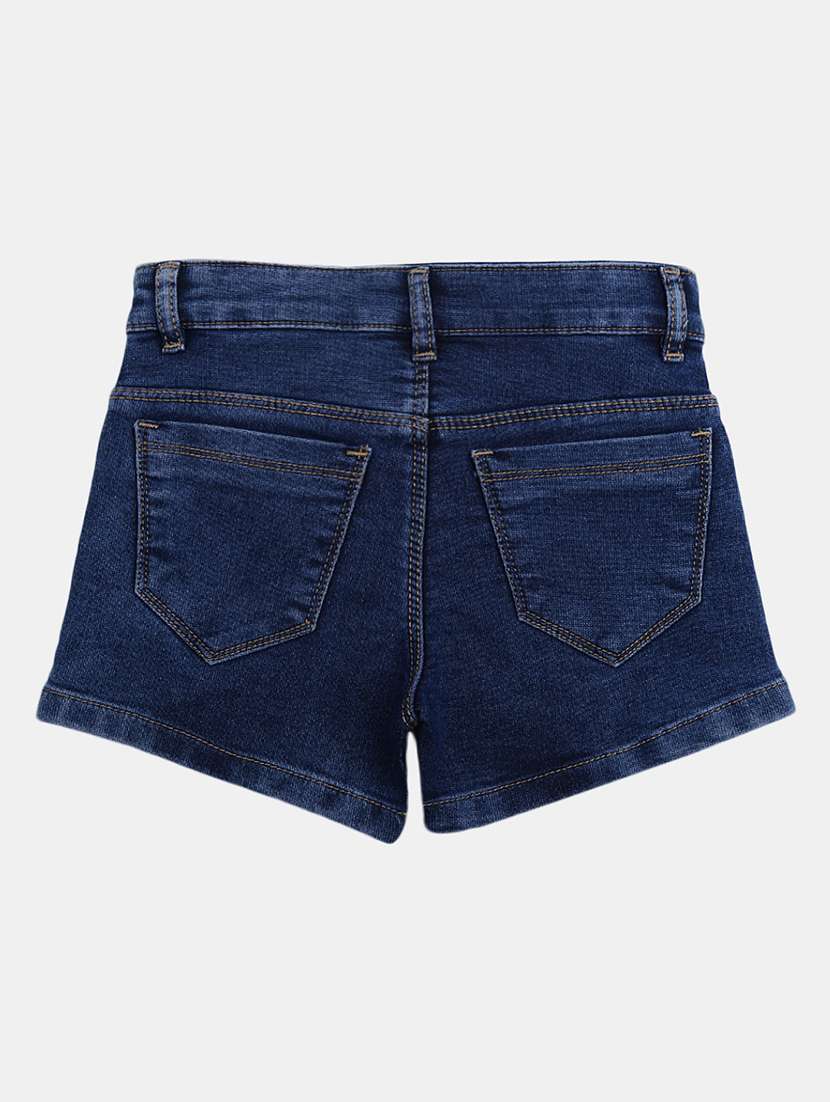 blue denim solid shorts  - 19616106 -  Standard Image - 2