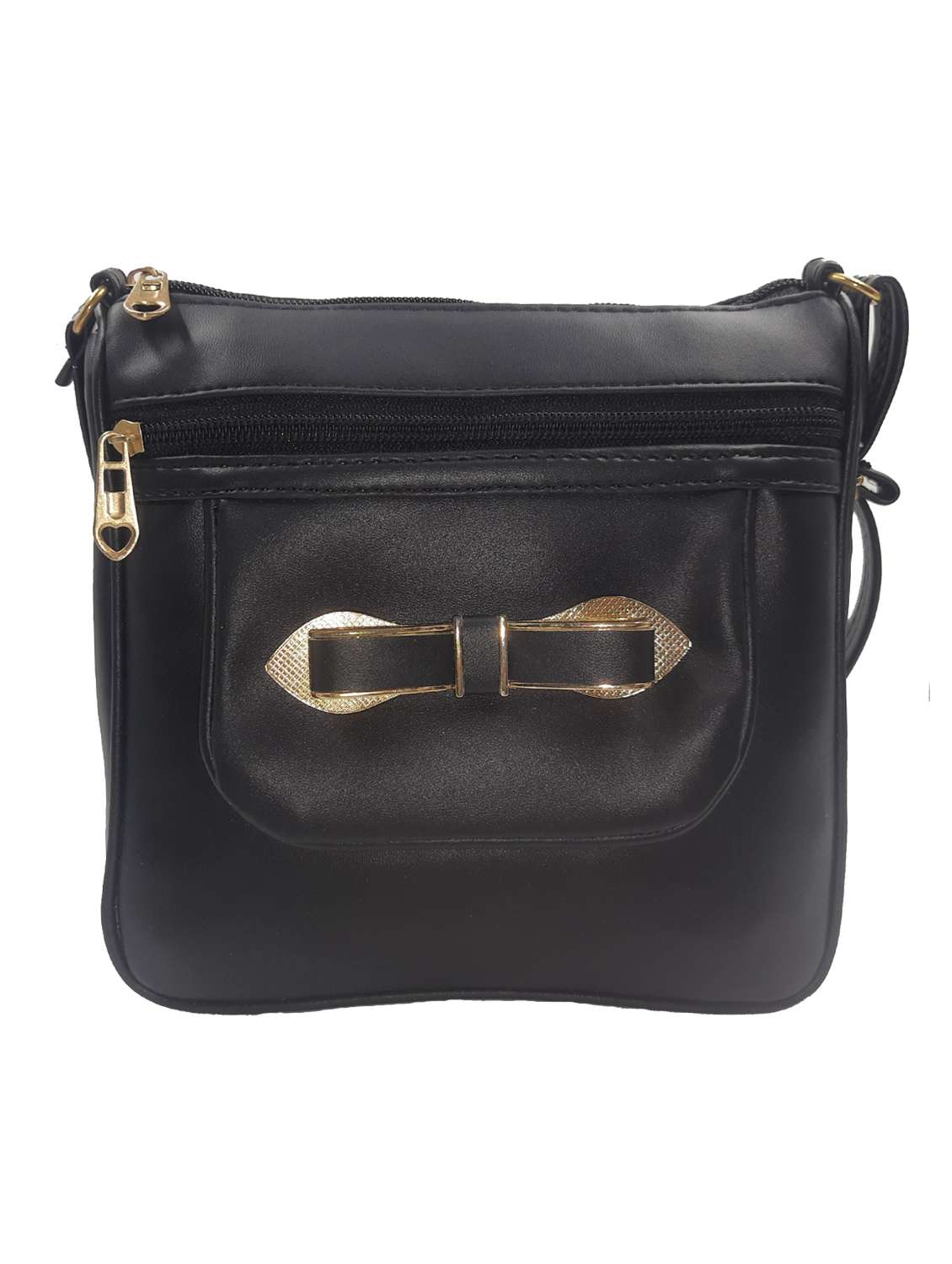 black leatherette sling bag