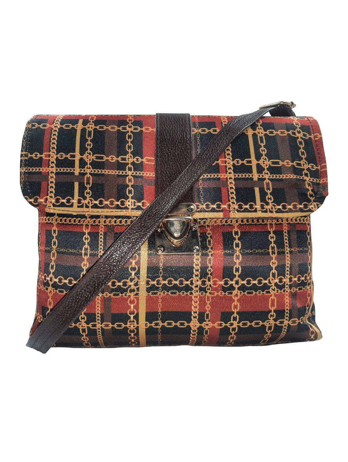 black printed leatherette sling bag - 19616185 - Zoom Image - 0