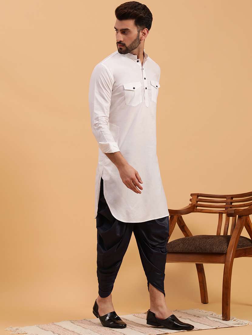 men solid dhoti kurta ethnic wear set - 19616354 - Standard Image - 2