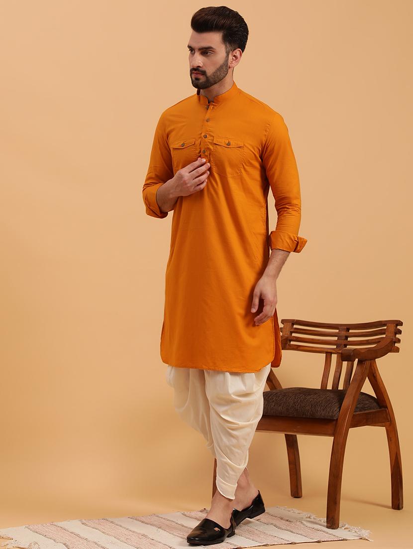 men solid dhoti kurta ethnic wear set - 19616355 - Standard Image - 2