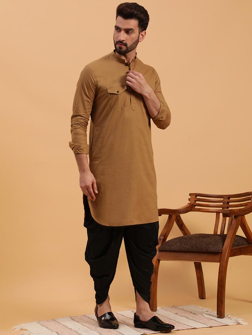 men solid dhoti kurta ethnic wear set - 19616357 - Standard Image - 2