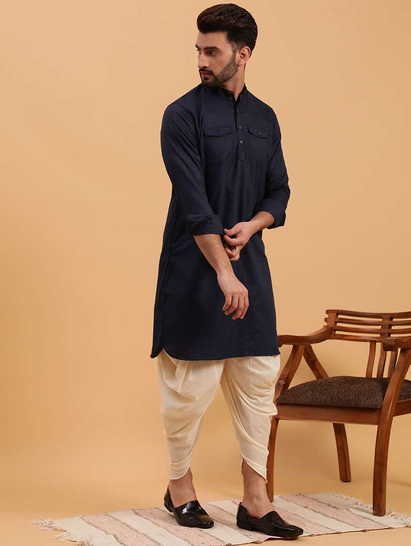 men solid dhoti kurta ethnic wear set - 19616358 - Standard Image - 2