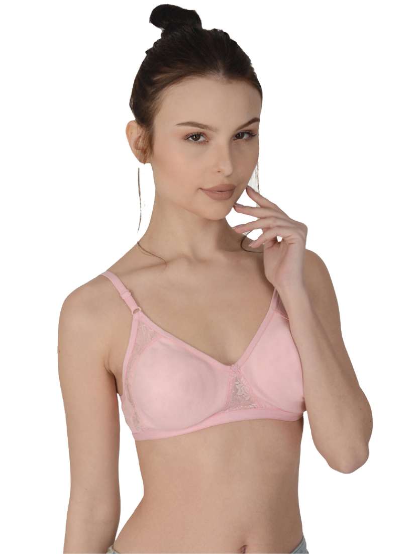 pink cotton regular bra - 19616692 - Standard Image - 2
