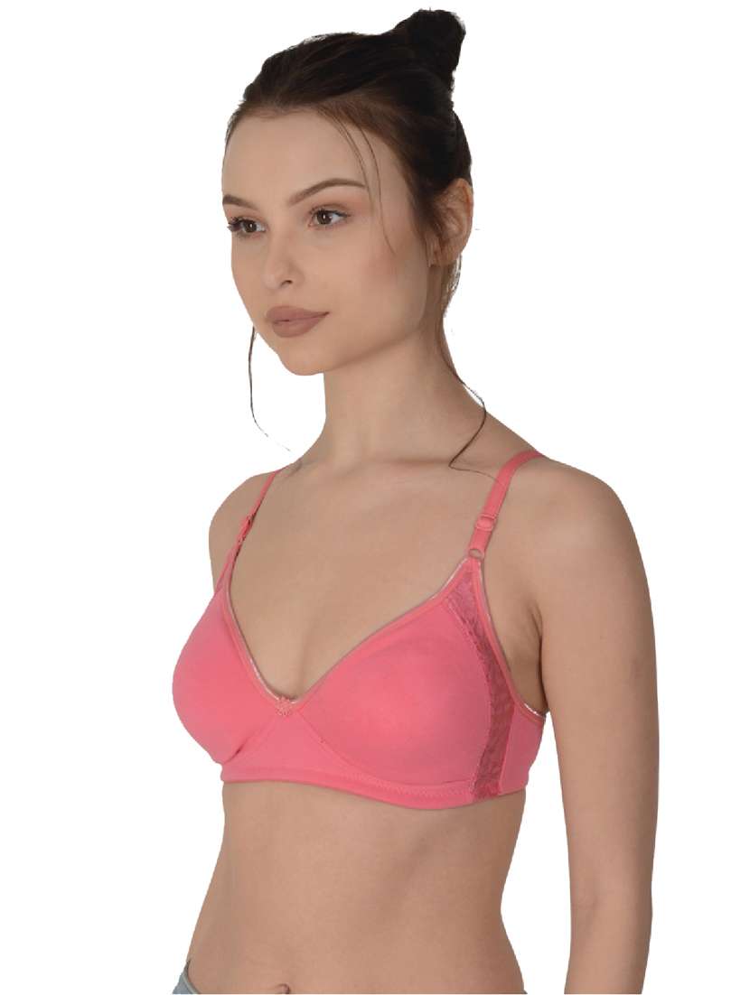 pink cotton regular bra - 19616694 - Standard Image - 2