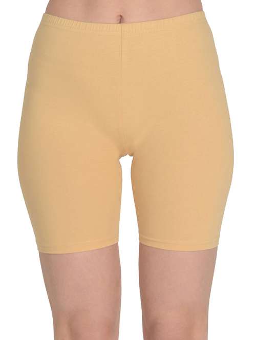 women beige solid cycling shorts - 19616711 -  Standard Image - 0