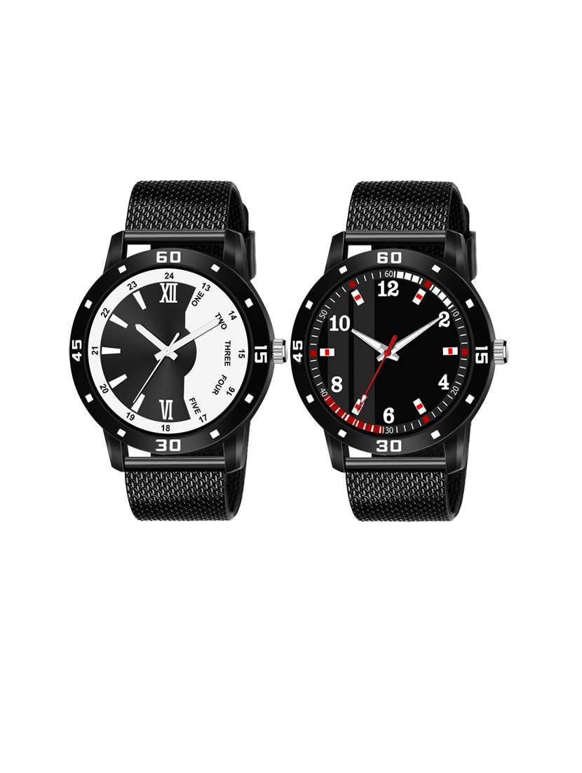 men round shape analog watch combo