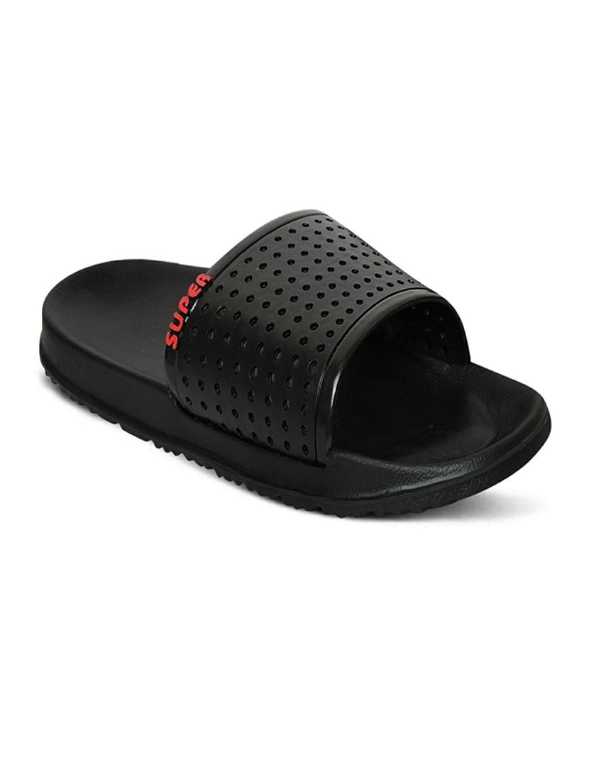 black rubber slip on flip flops - 19617327 - Standard Image - 2