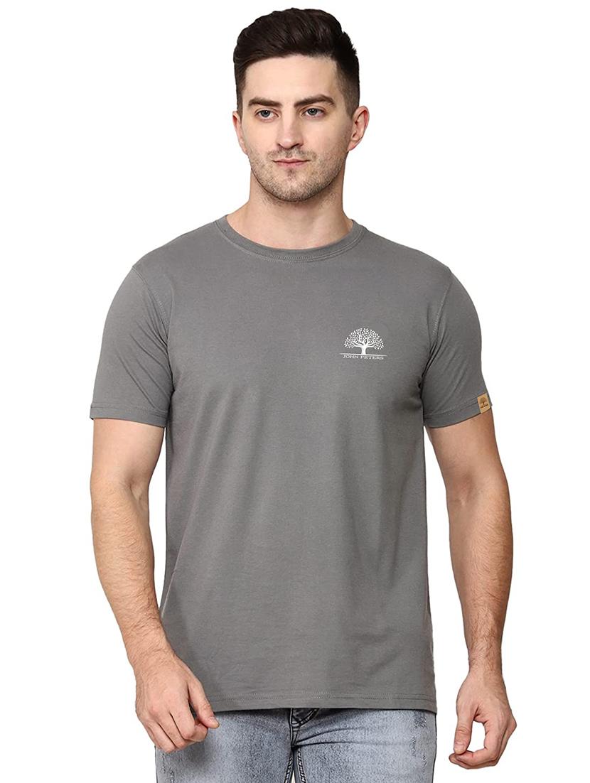 grey crew neck logo print t-shirt - 19617496 - Zoom Image - 0