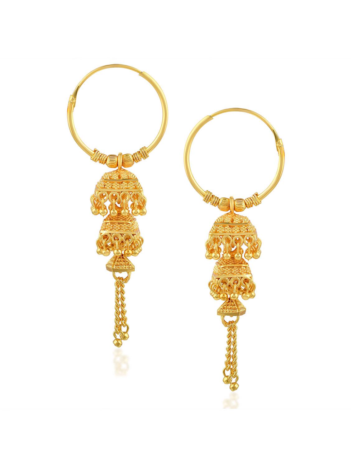 yellow brass jhumka earring - 19618287 - Standard Image - 2