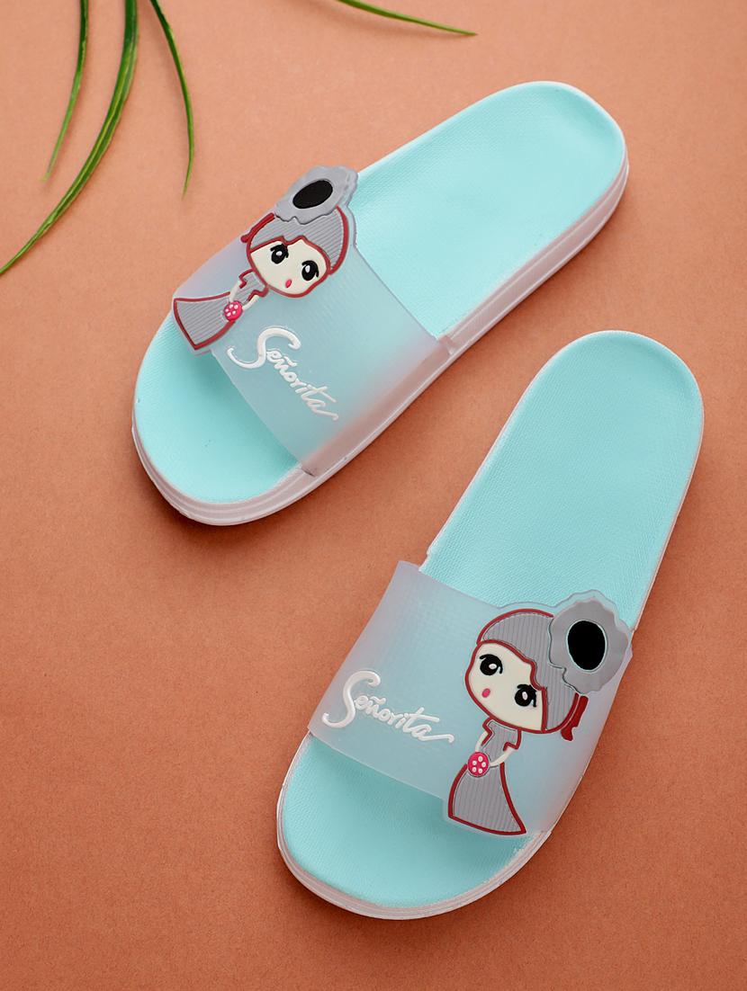blue solid flip flop