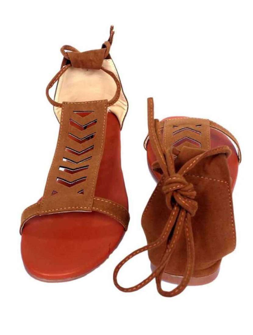 tan slip on open sandal - 19618789 -  Standard Image - 2