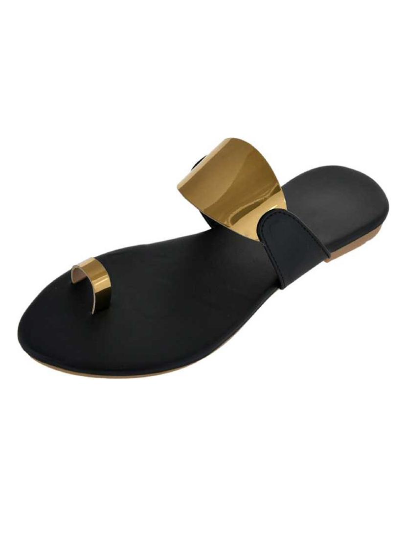 gold synthetic slip on sandals - 19618807 - Standard Image - 2