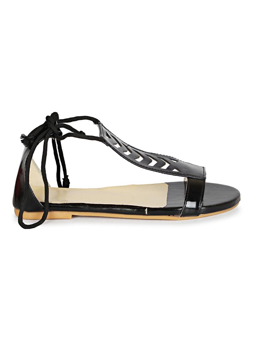 black lace up closed back sandal - 19618815 - Standard Image - 2