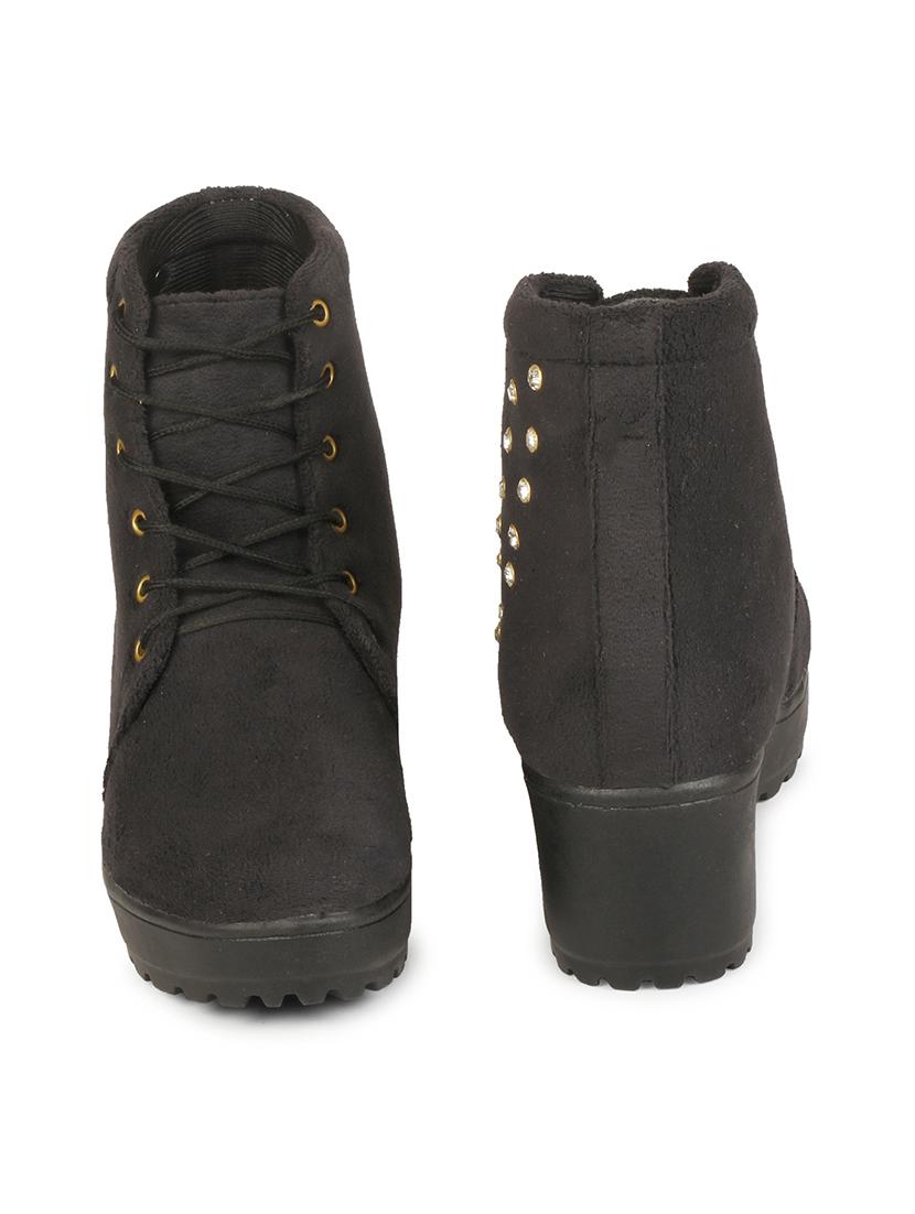 black lace up block heel boot - 19618824 - Standard Image - 2