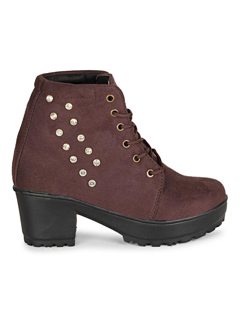 brown lace up block heel boot - 19618825 - Standard Image - 2