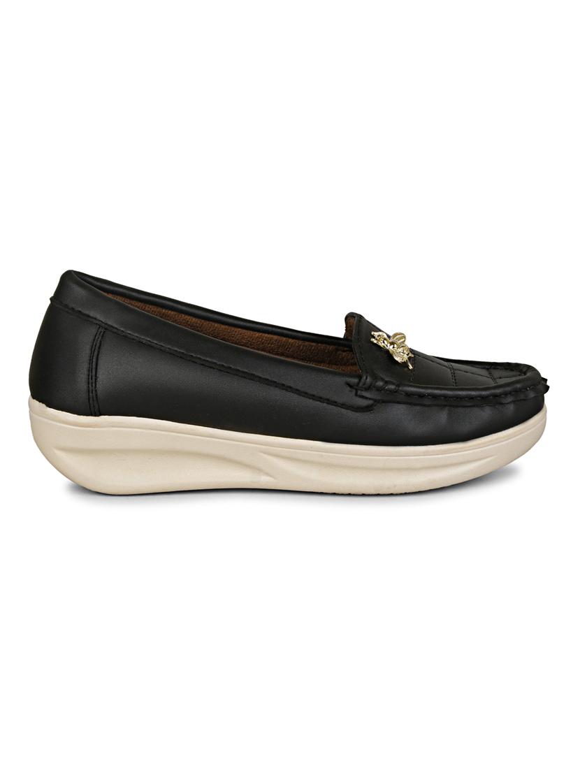 black synthetic slip on loafers - 19618832 - Standard Image - 2