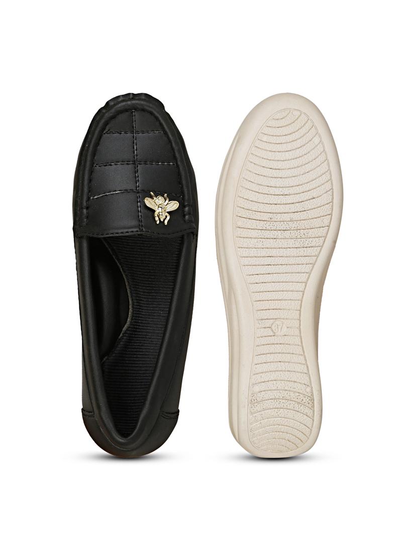 black synthetic slip on loafers - 19618832 - Standard Image - 7