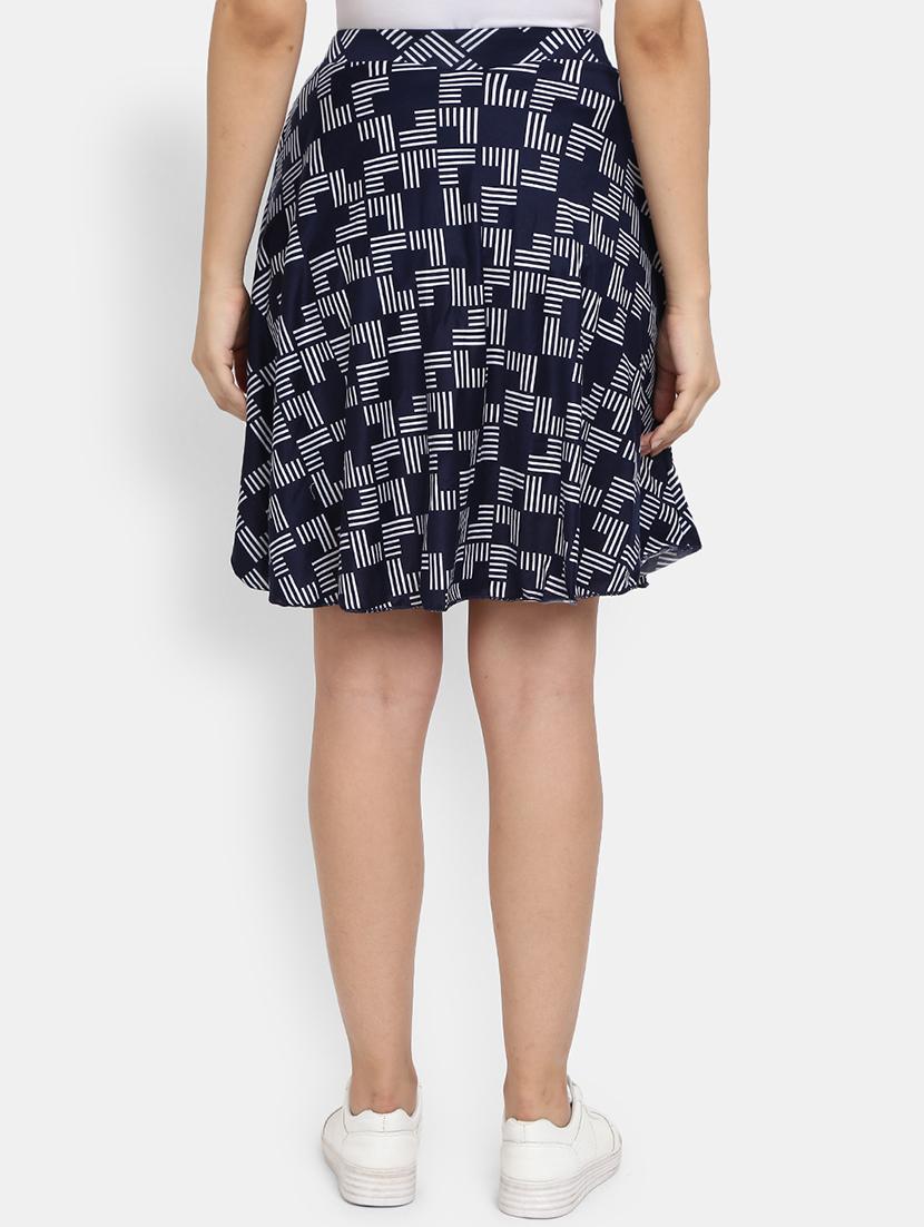 women mid-rise navy blue printed flared skirt - 19620094 - Standard Image - 2