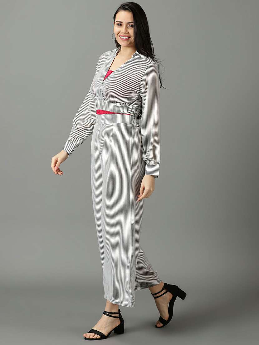 stripes print top and palazzos set co-ord - 19620539 -  Standard Image - 2
