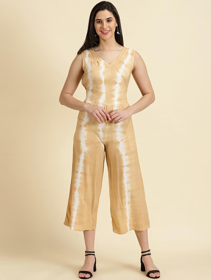 v neck tie&dye 3/4jumpsuit - 19621837 - Zoom Image - 0