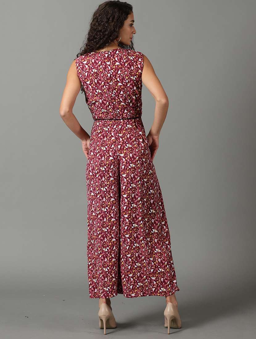 v neck printed full length jumpsuit - 19621840 -  Standard Image - 2