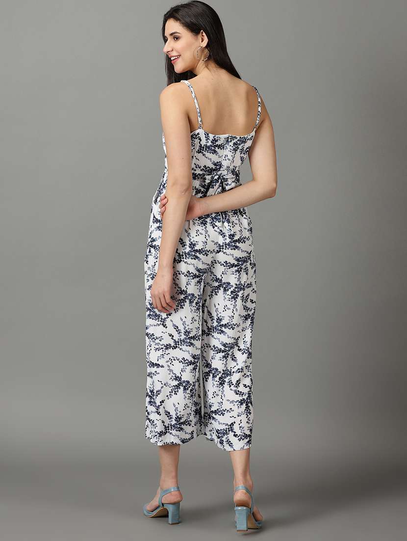 v neck floral printed 3/4 jumpsuit - 19621849 -  Standard Image - 2