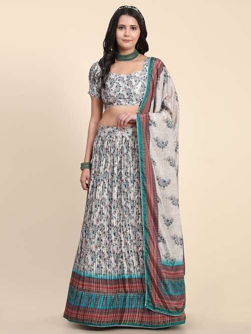 printed flared semi stitched lehenga - 19622046 -  Standard Image - 0