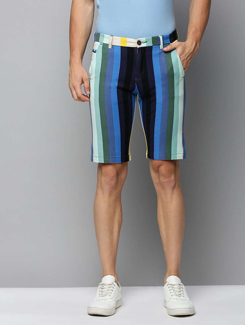 color block printed casual shorts