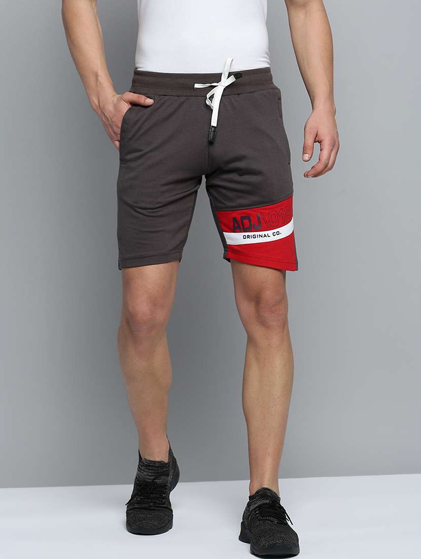 grey solid sports shorts
