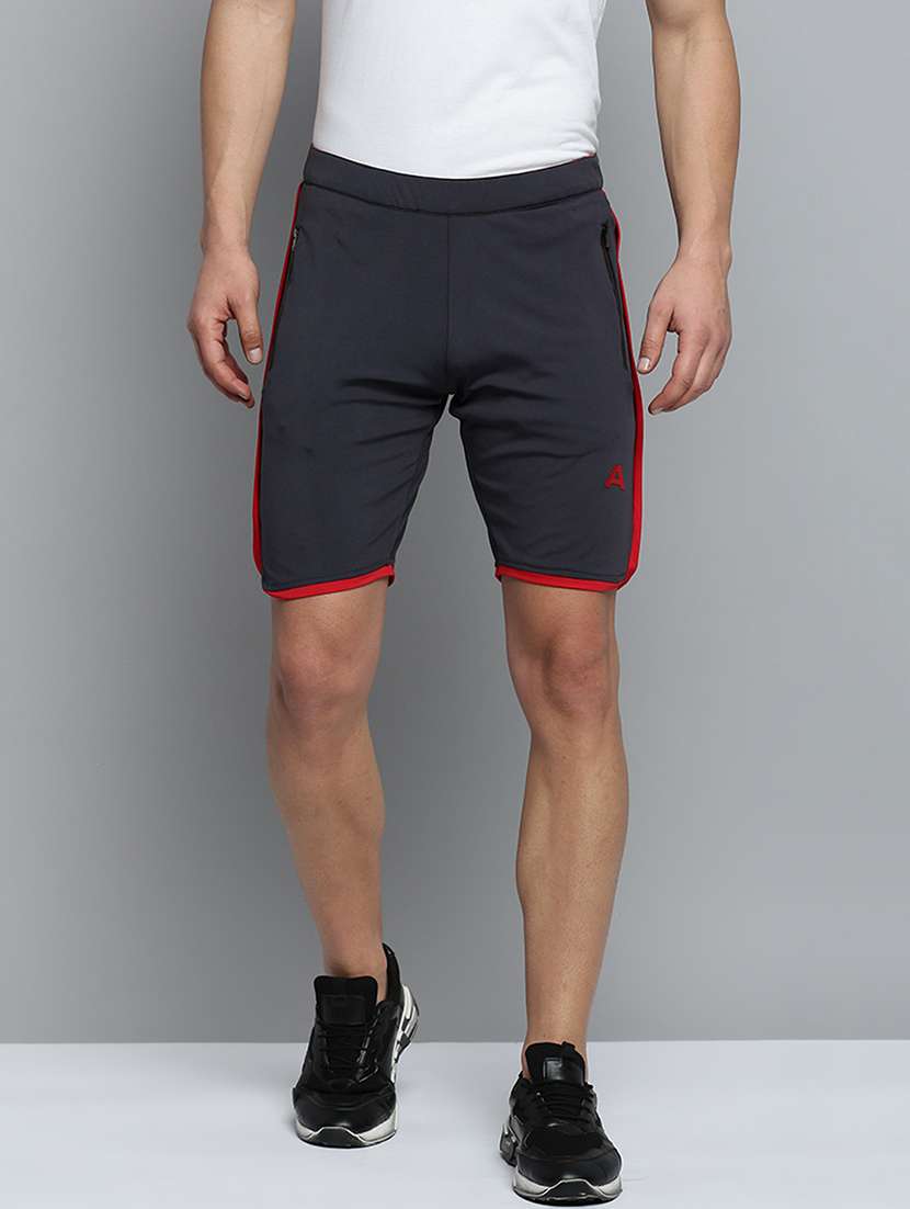 grey solid sports shorts