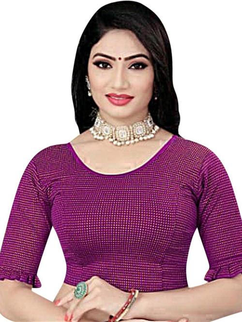 purple lycra blend regular blouse - 19622663 -  Standard Image - 0