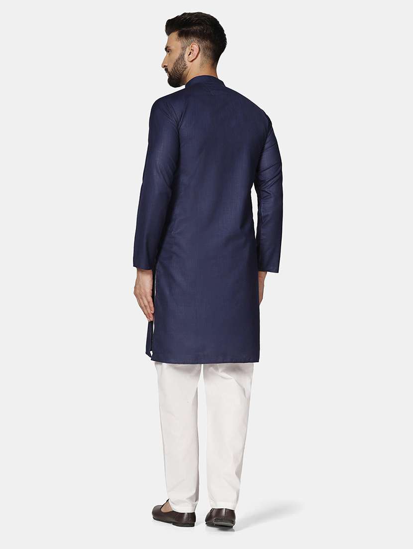 navy blue solid kurta pyjama set - 19622794 - Standard Image - 2