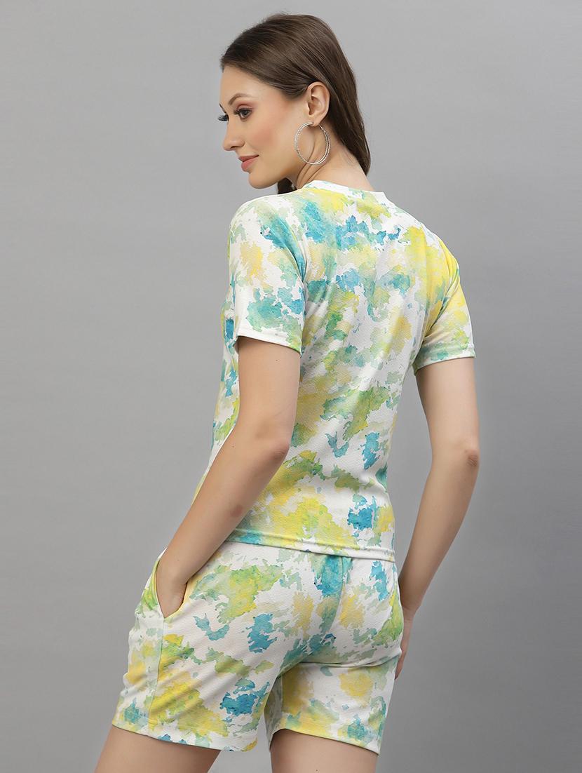 multi colored tie & dye shorts t-shirt nightwear set - 19625740 - Standard Image - 2
