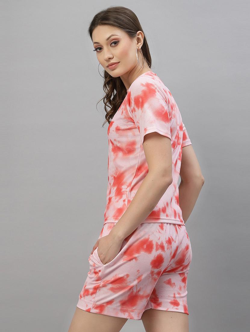 orange tie & dye shorts t-shirt nightwear set - 19625741 - Standard Image - 2