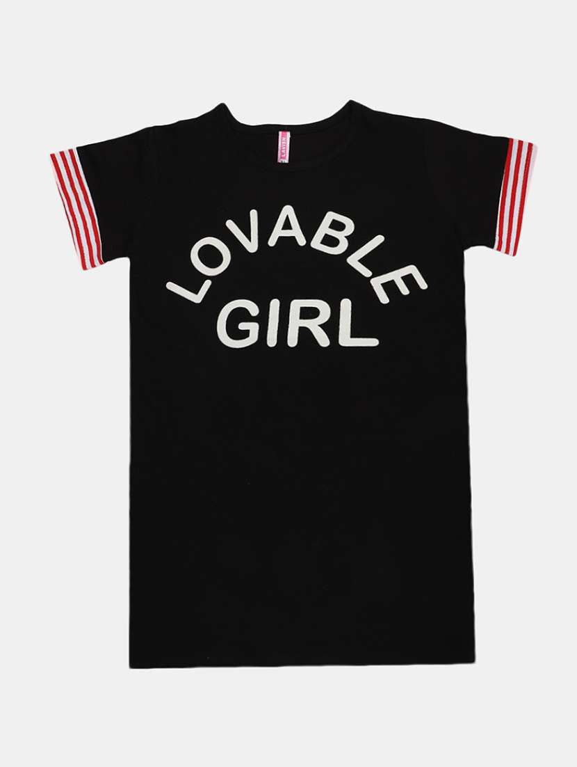 girls round neck short sleeves t-shirt dress