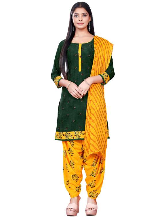 printed unstitched patiyala suit set