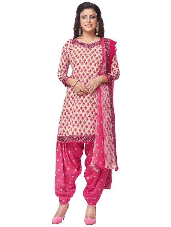 printed unstitched patiyala suit set - 19626636 - Zoom Image - 0