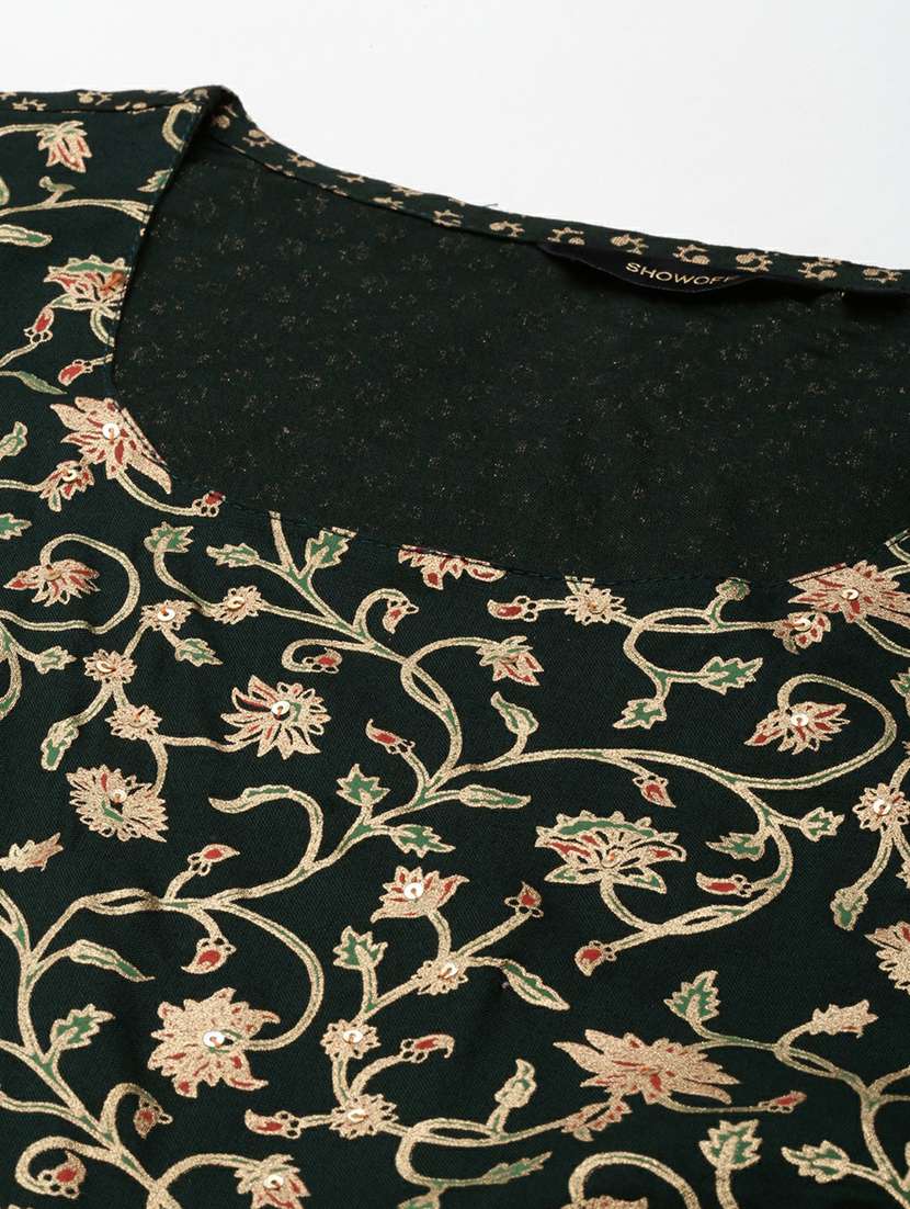 women foil printed round neck kurta pant set - 19631387 -  Standard Image - 2