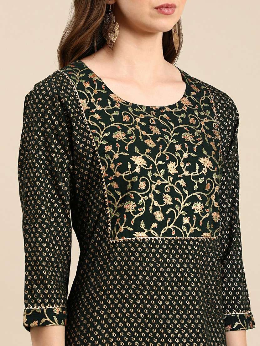 women foil printed round neck kurta pant set - 19631387 -  Standard Image - 7