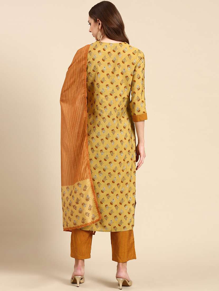 women floral round neck kurta pant set with dupatta - 19631391 - Standard Image - 2