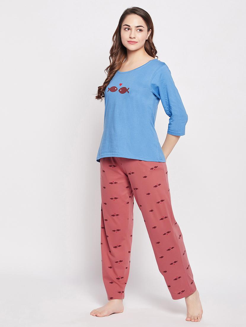 fish print pyjama set nightwear set - 19638026 - Standard Image - 2