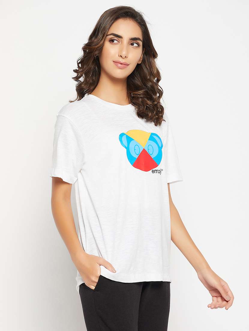 women's front print round neck t-shirt - 19639143 -  Standard Image - 2