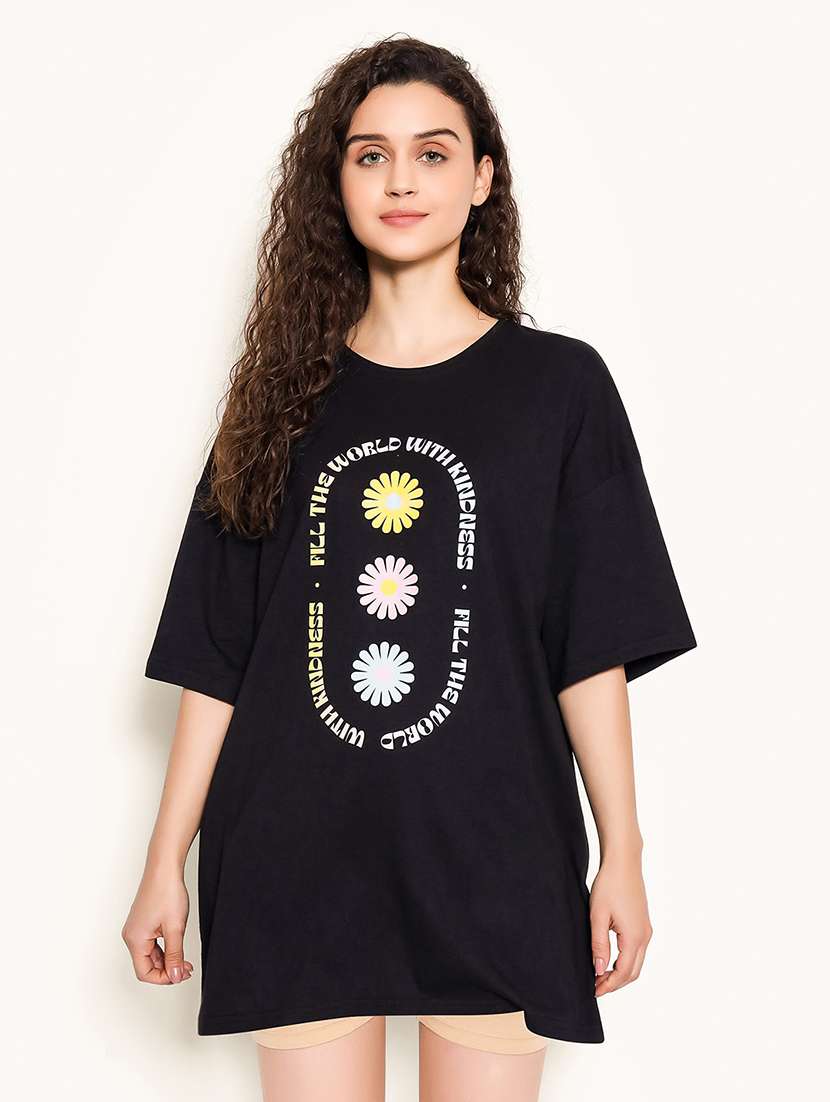 women's front print round neck t-shirt